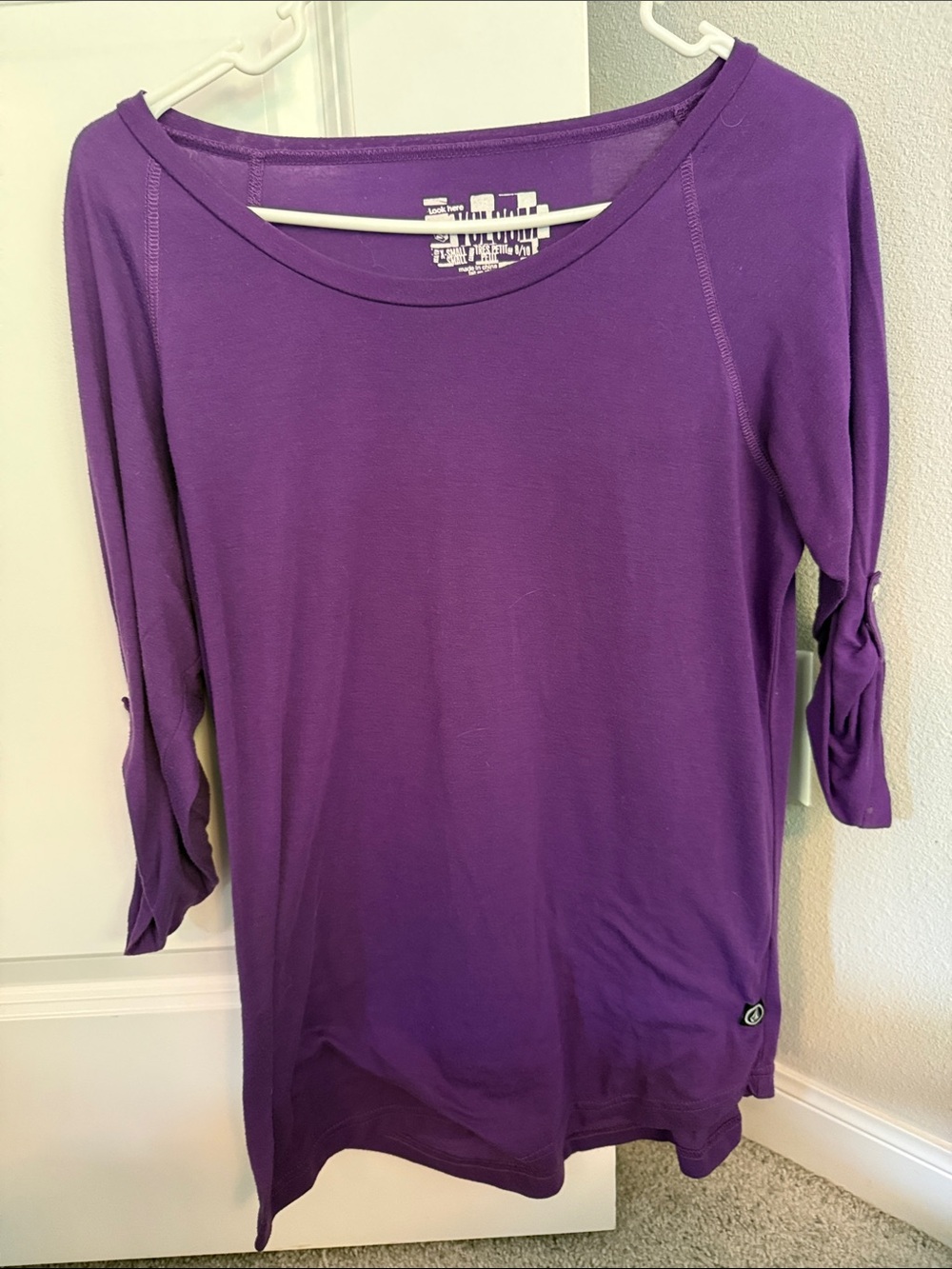 Volcom Purple 3/4 Sleeve Tunic Top